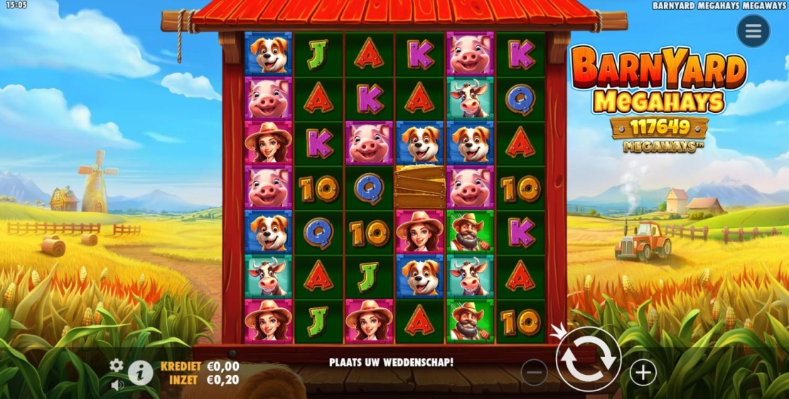 Videoslot screenshot van Barnyard Megahays Megaways