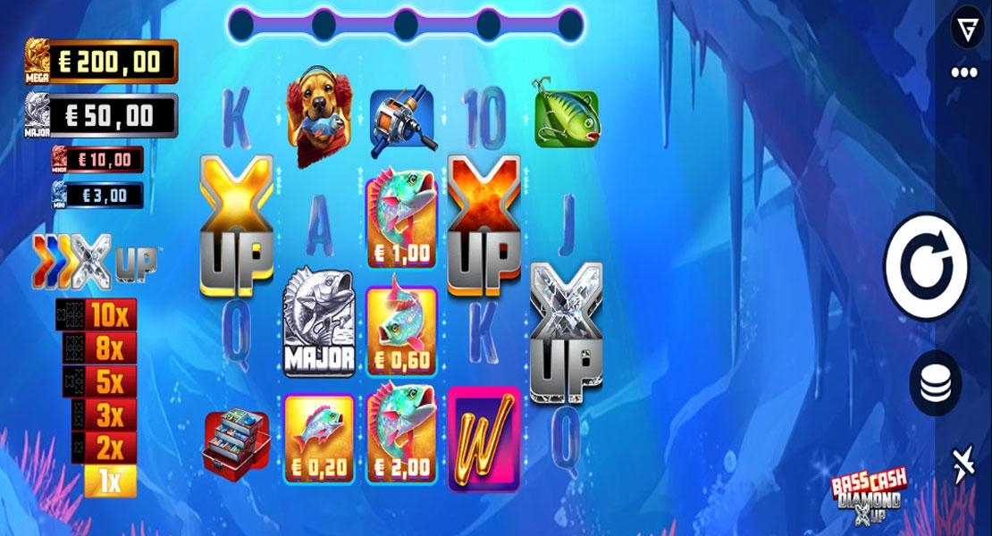Speelveld van de Bass Cash Diamond X Up slot