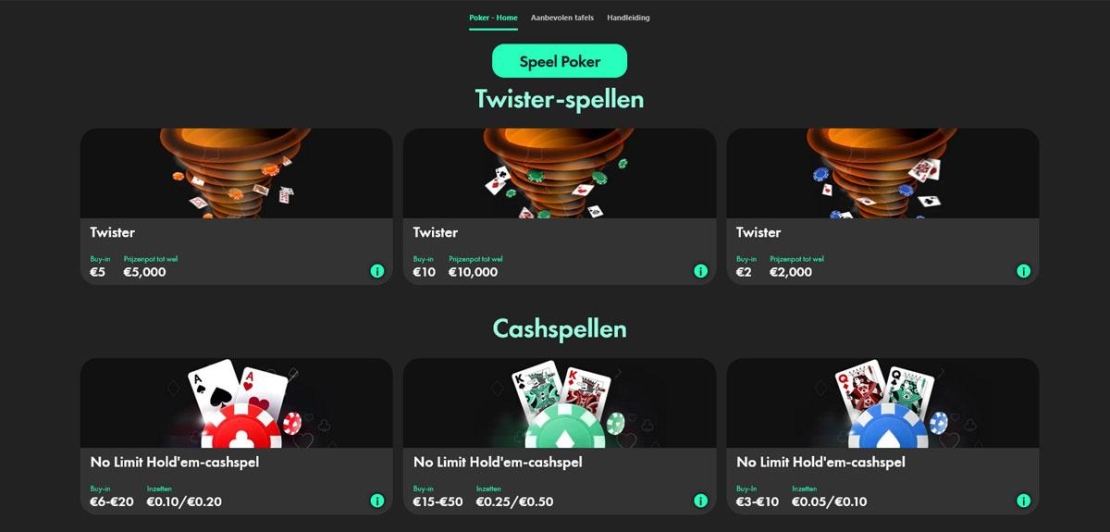 Poker spelen bij Bet365