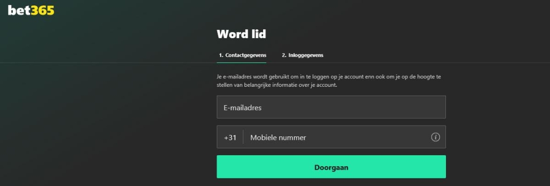 Registreren bij Bet365