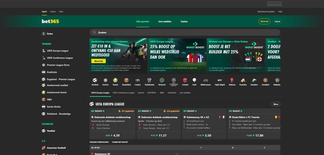 Sportsbook van Bet365