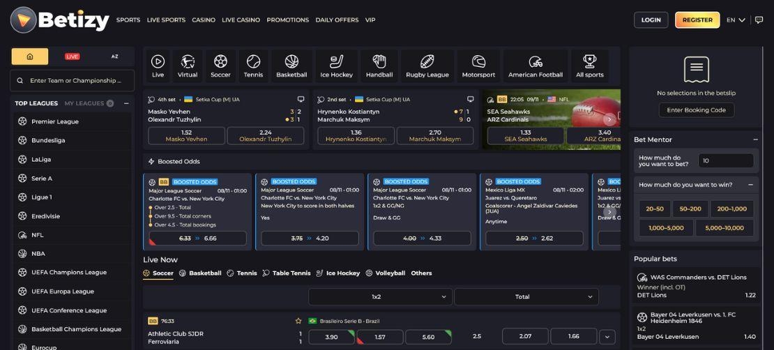 Betizy sportbook aanbod online casino