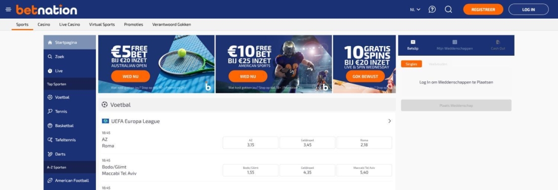 Screenshot wedden op sport Betnation Casino