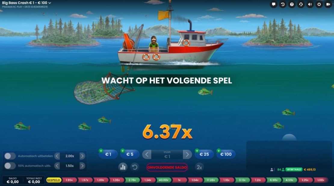 Big bass Crash spel screenshot