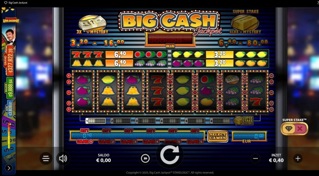 Speelveld van de slot Big Cash Jackpot 