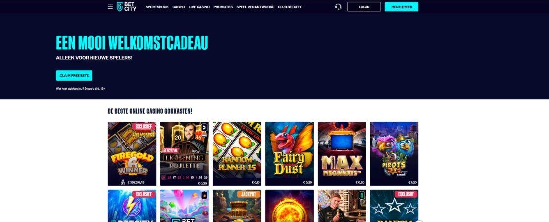 Homepagina van Betcity Casino