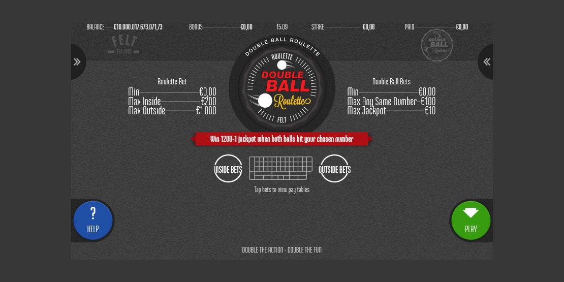 Speelveld van Double Ball Roulette van Felt Gaming