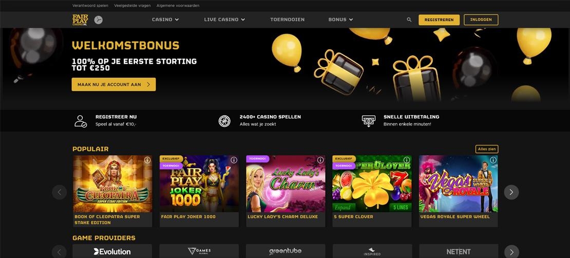 Website van Fair Play Casino