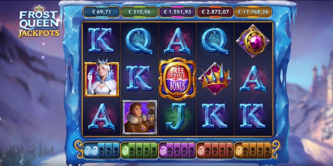 Screenshot van het Frost Queen Jackpots videoslot speelveld