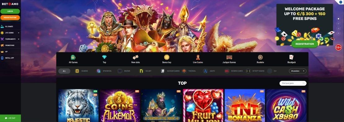 Homepage van Betamo online casino
