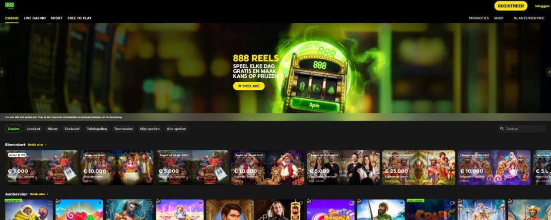Homepage van casino 888