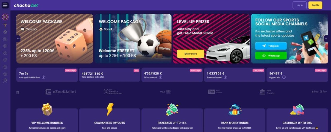 Homepage van chachabet