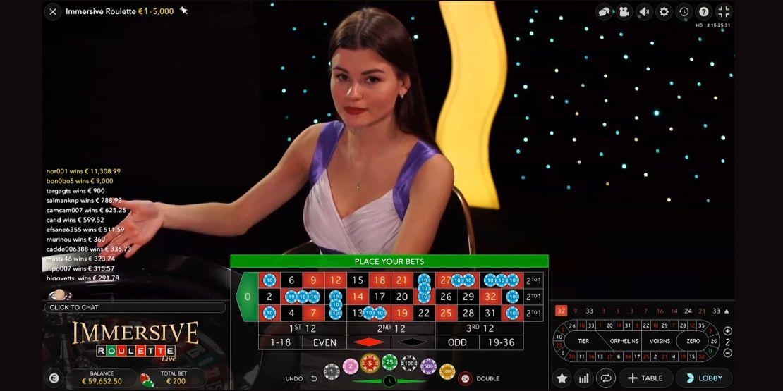 Immersive Roulette speelveld
