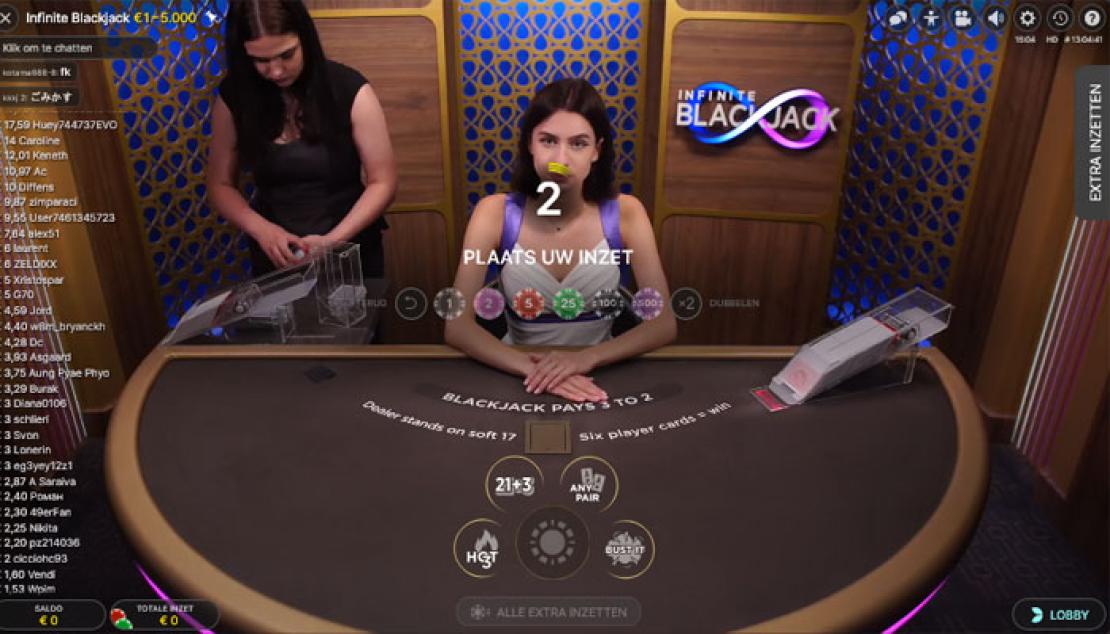 Infinite Blackjack speelveld