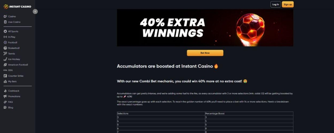Instant Casino sportbonus