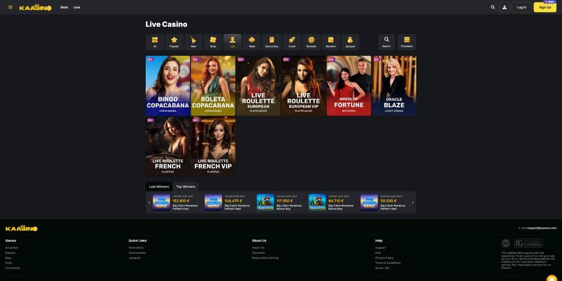 Kaasino live casino aanbod