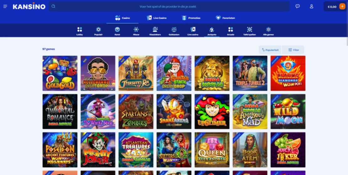 Kansino jackpot spellen in casino aanbod