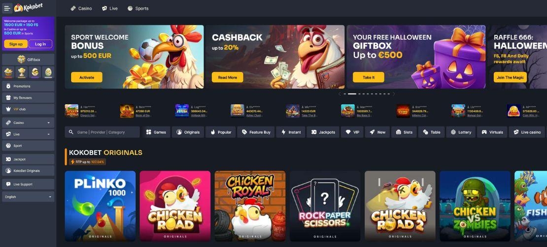Kokobet homepage van online casino