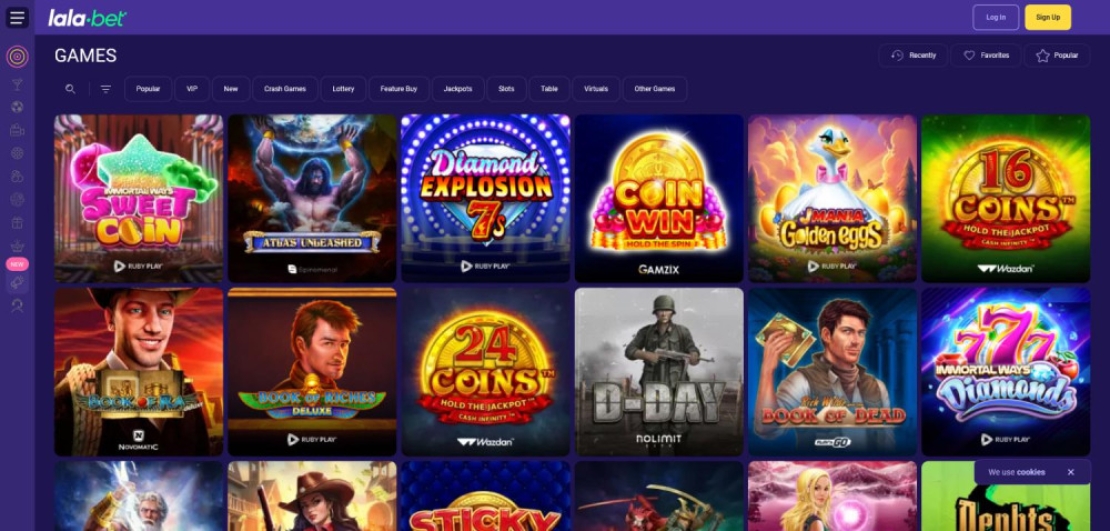 Lalabet casino spelaanbod: videoslots, tafelspellen en live casino