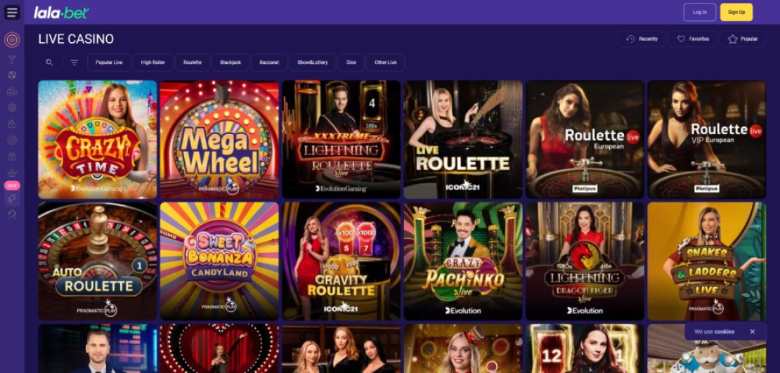 Lalabet live casino met roulette, blackjack en live game shows