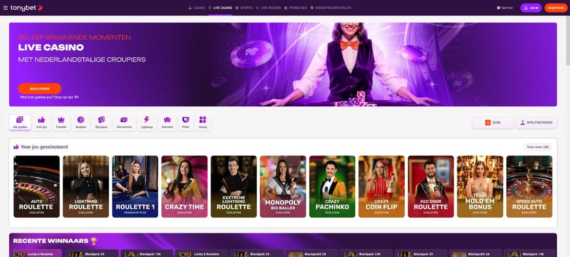 Live casino online Tonybet