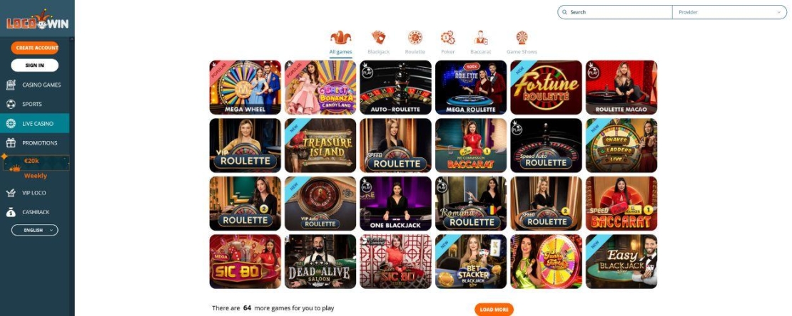Livecasino van online casino Locowin
