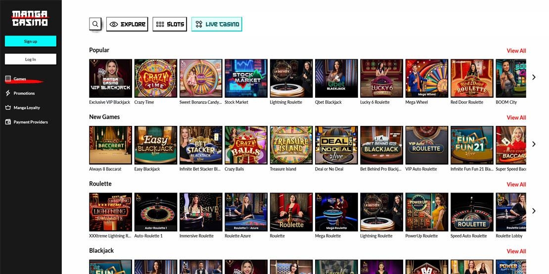 Manga Casino live casino