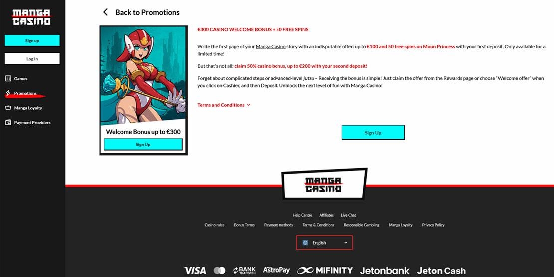 Manga Casino welkomstbonus