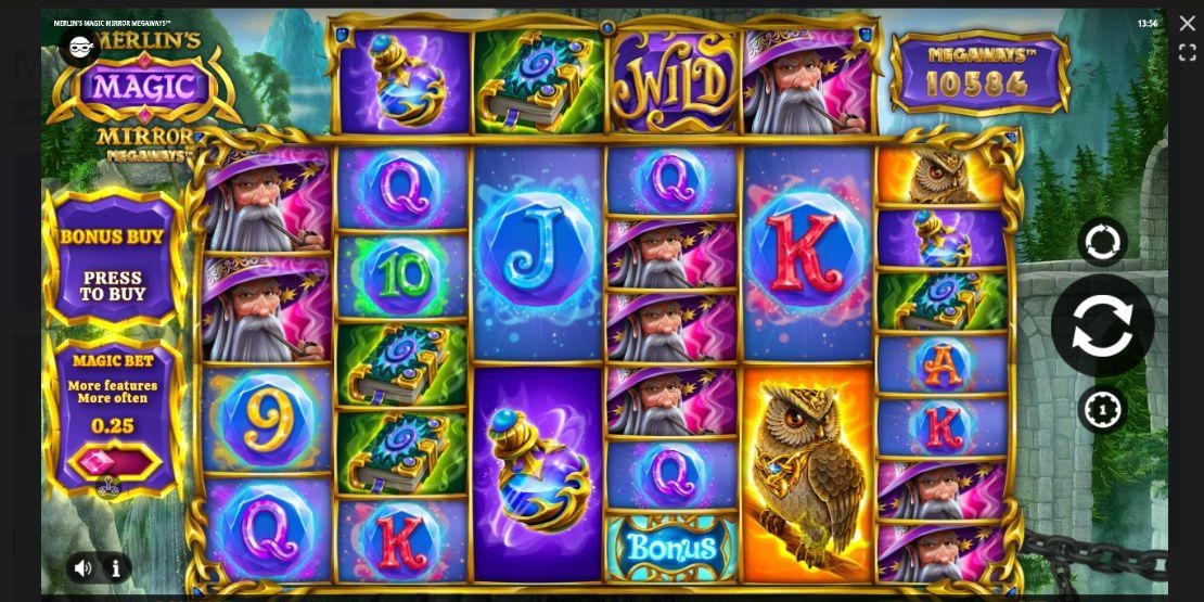 Speelveld van Merlin's Magic Mirror Megaways slot