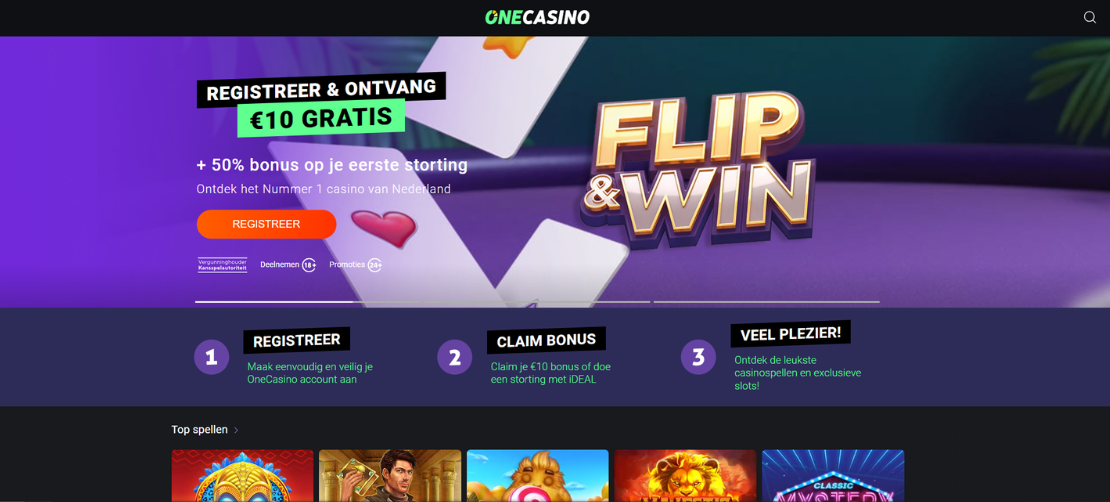 One Casino homepage