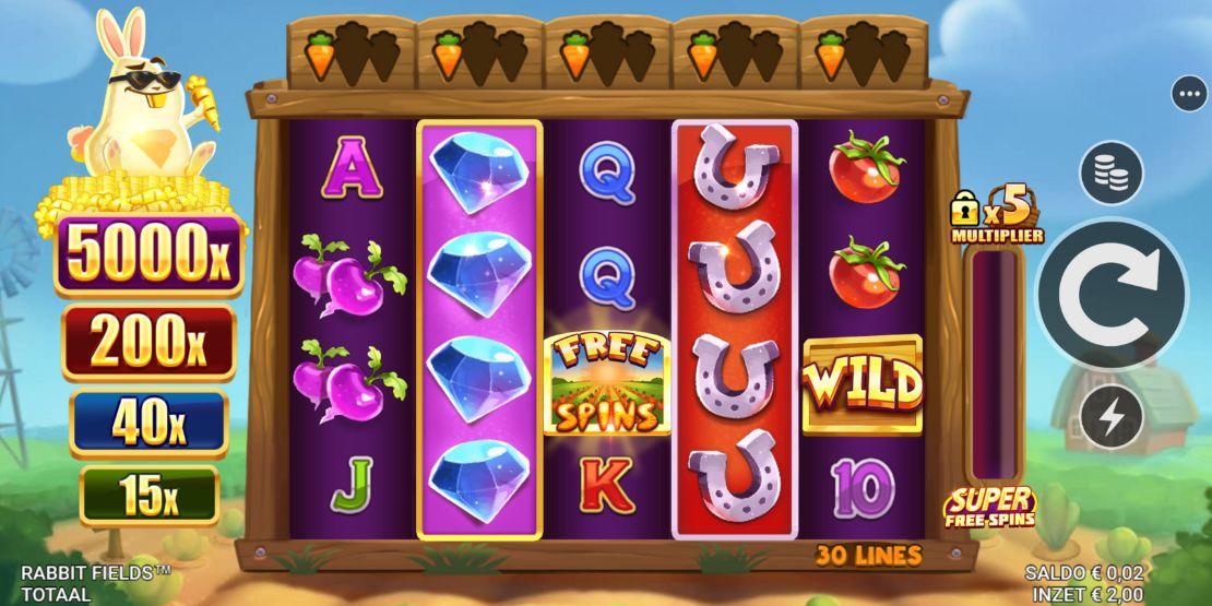 Rabbit Fields speelveld online casino