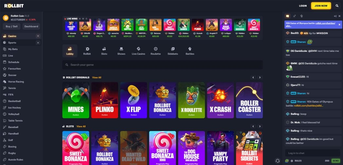 Spelaanbod van Rollbit Casino