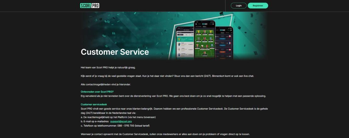 Scori Pro klantenservice