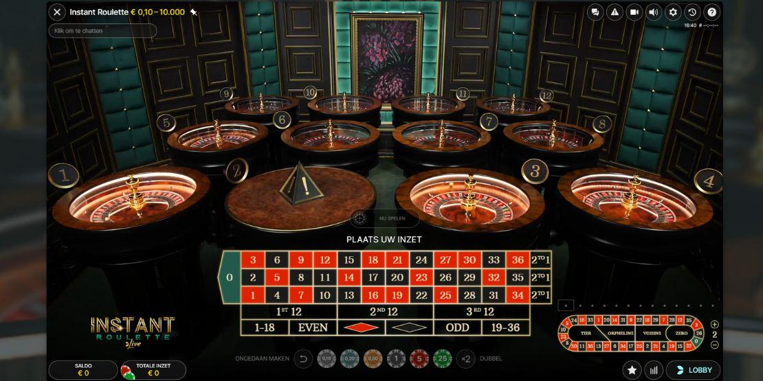 Speelveld Instant Roulette Evolution