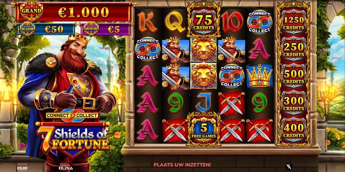 Speelveld van het spel 7 shields of fortune