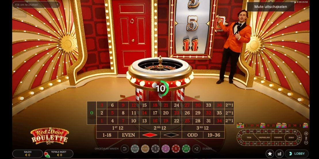 Speelveld van het spel Red Door Roulette