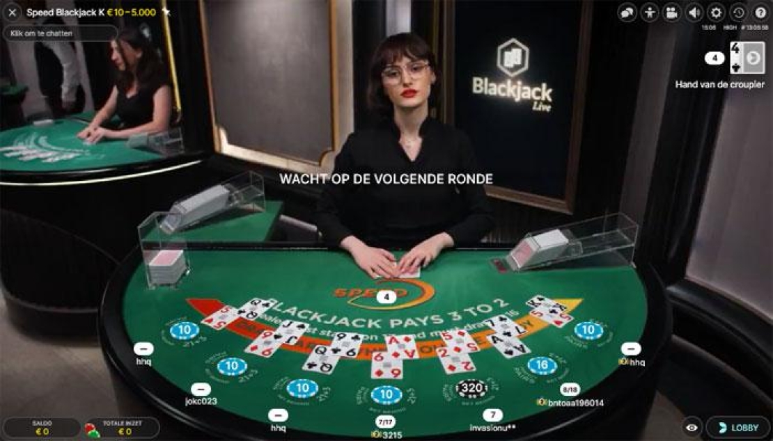 Speelveld van het spel Speed Blackjack