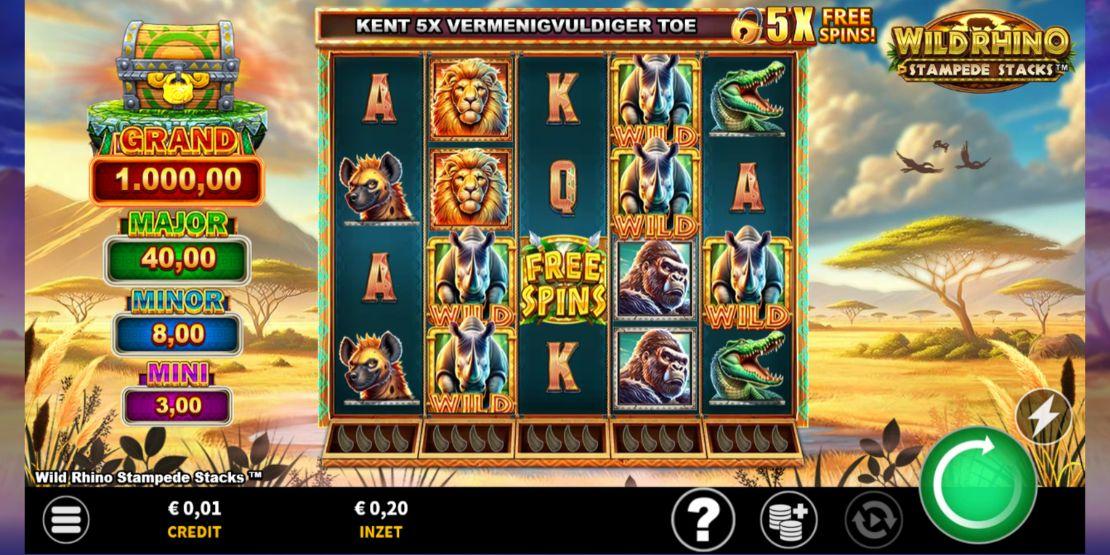 Speelveld Wild Rhino Stampede Stacks