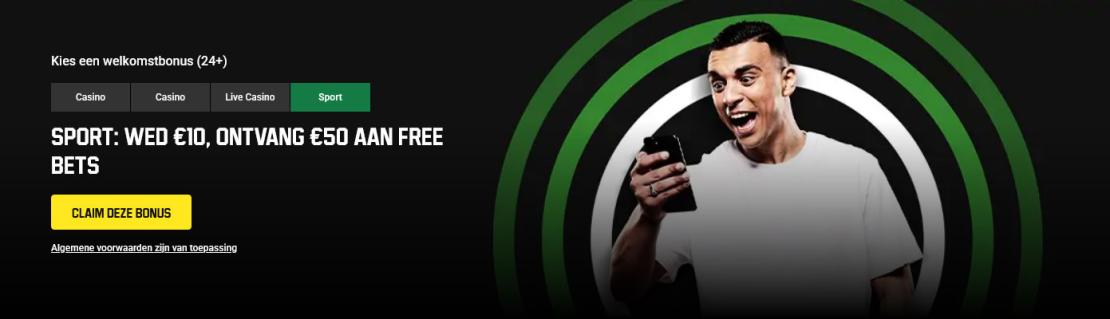Welkomstbonus voor nieuwe speler sport wedden Unibet