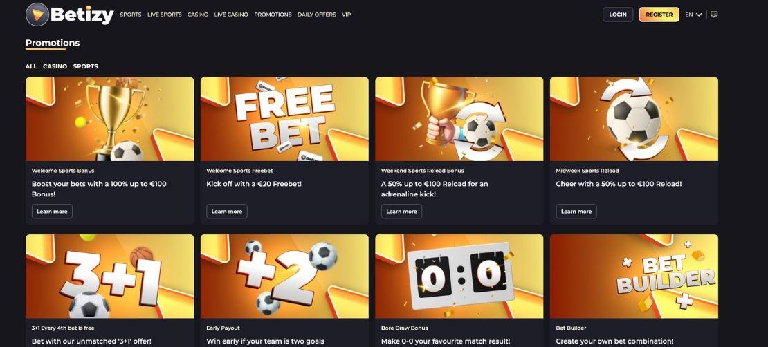 Sport welkomstbonus Betizy Casino
