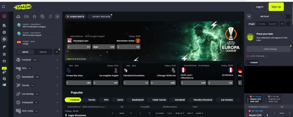 Sportsbook bij Starzino