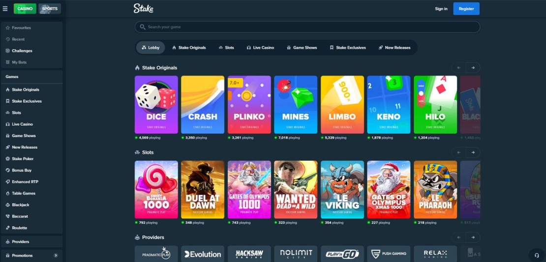 Spelaanbod Stake Casino