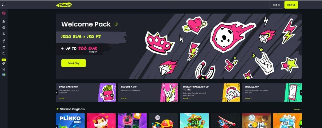 Starzino homepage screenshot