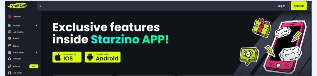 Starzino mobiele app