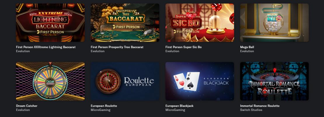 Voorbeeld van tafelspellen voor BetMGM Casino Review