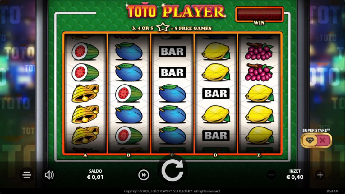 Screenshot van de slot TOTO Player