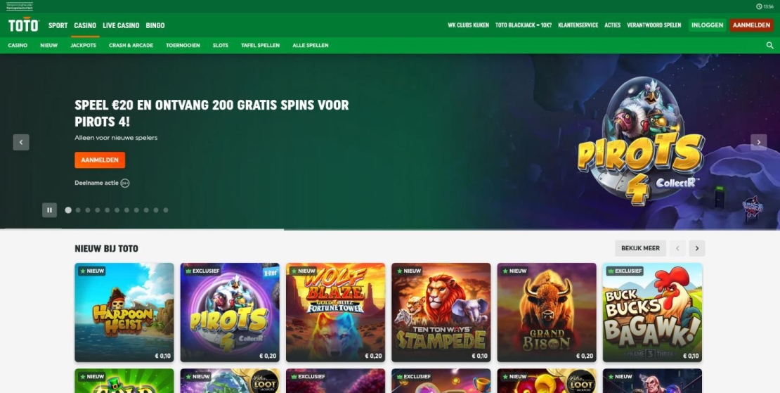 TOTO Casino screenshot voor de Top10casino.nl review