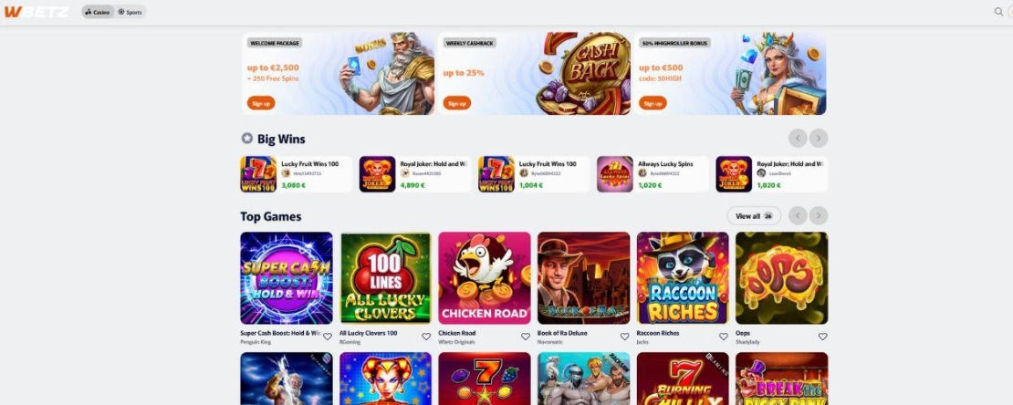 Wbetz homepage online casino