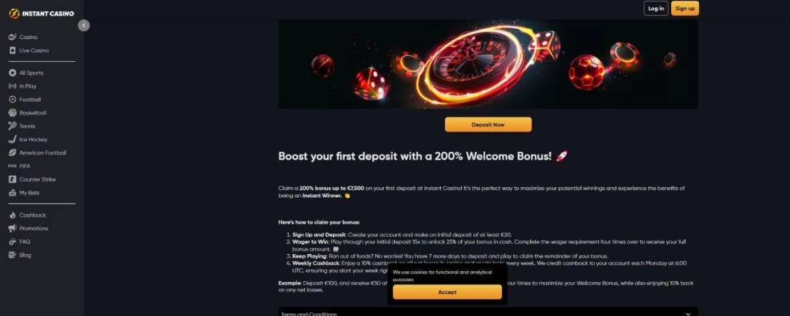 Welkomstbonus bij Instant Casino