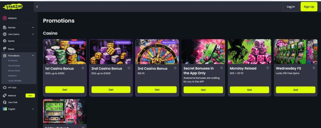 Welkomstbonus bij Starzino Casino